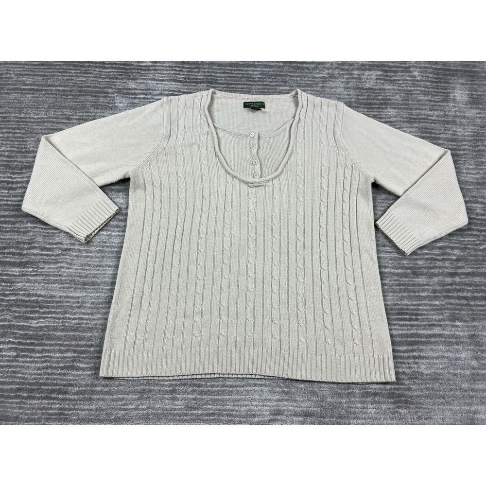 Mountain Lake Sweater Womens‎ 1X Beige Acrylic Longsleeve Casual